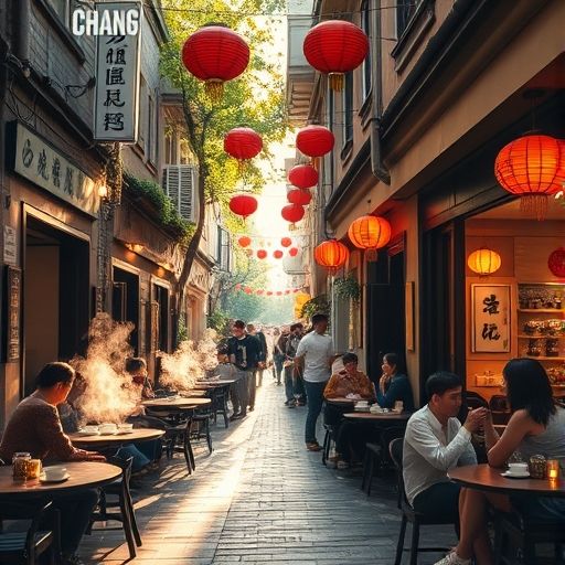 白云茶肆街一景
