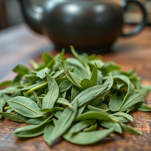 新鲜绿茶与茶壶