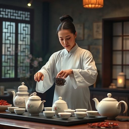 茶艺师在广州海珠喝茶工作室表演