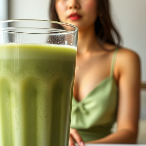 抹茶饮品，色泽诱人层次分明