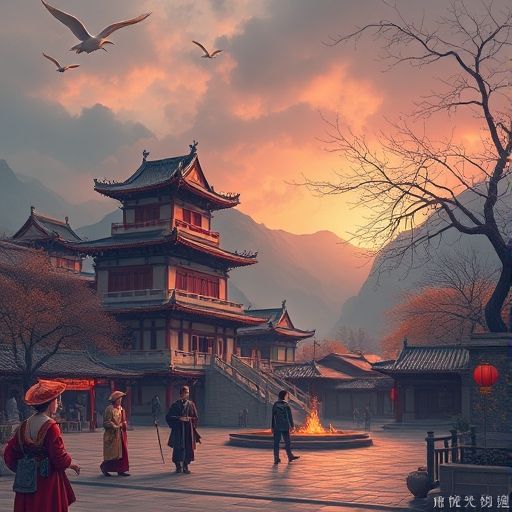 广州老城区茶肆街景