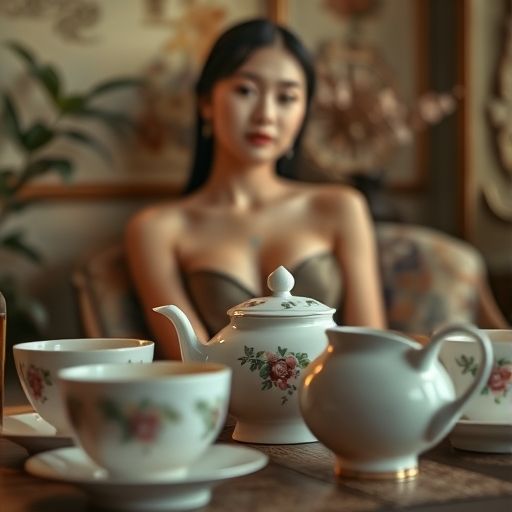 精致茶具与茶室氛围