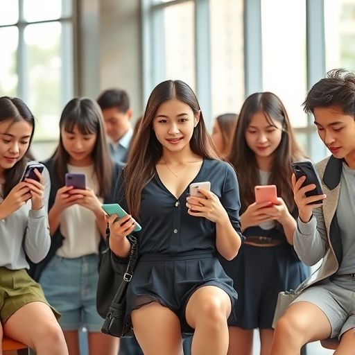 年轻人聚在一起聊天的欢乐画面