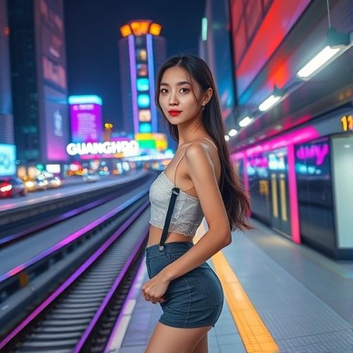 广州地铁站夜景