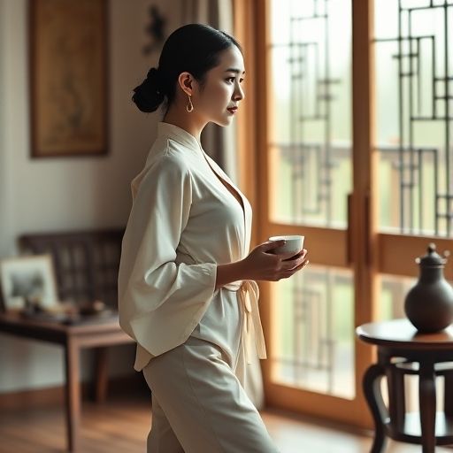 茶艺师提着茶箱敲门瞬间