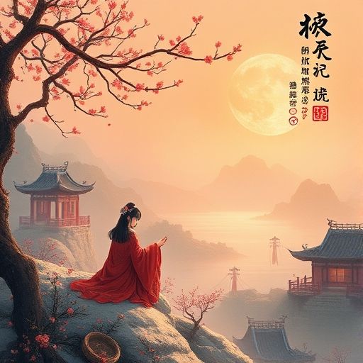 盖碗泡茶清新插画