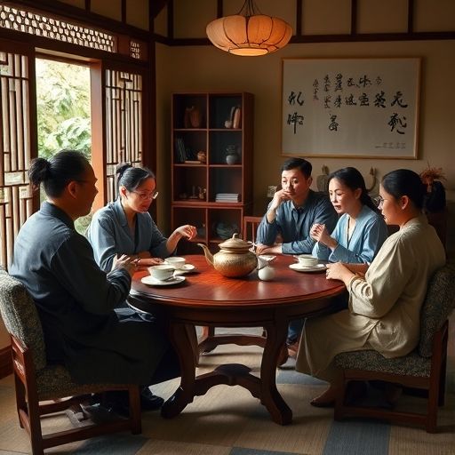 老师们在茶室交流