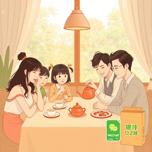 家庭品茶温馨场景