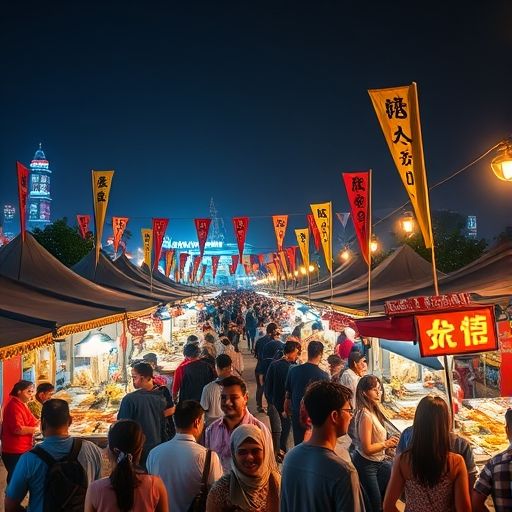 葵花浦夜市热闹场景