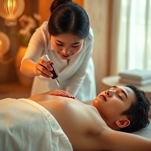 专业理疗师进行香薰精油按摩