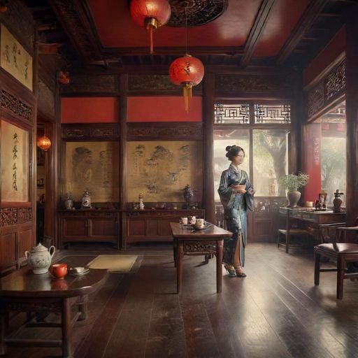 51茶馆龙凤茶楼大厅复古风格全景图