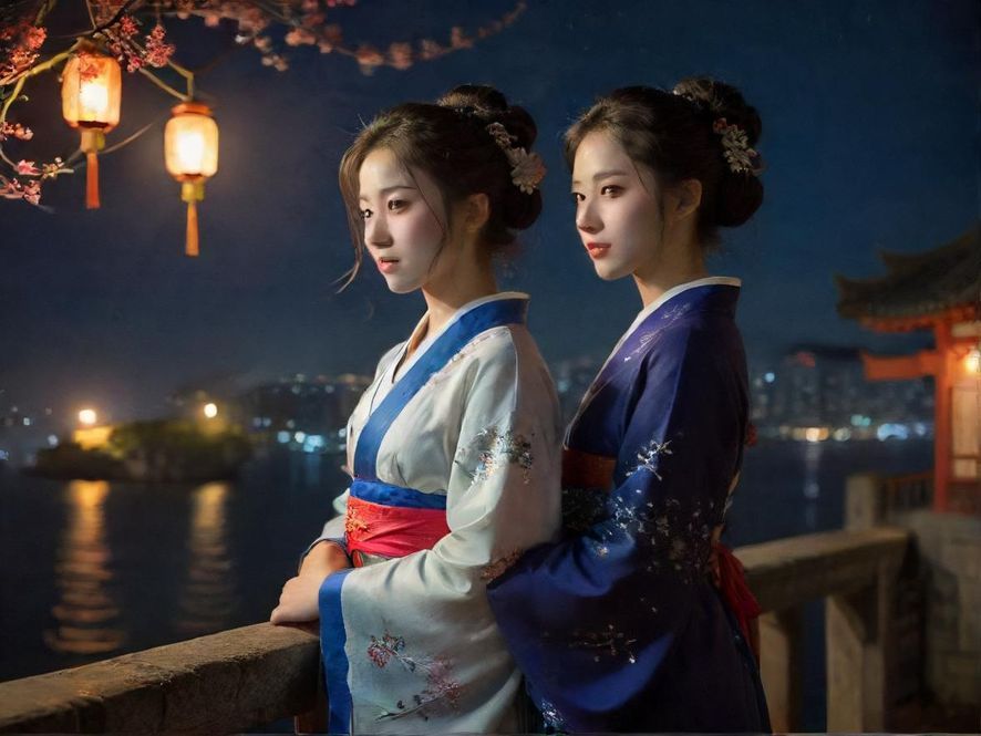 广州夜晚繁华的都市景象