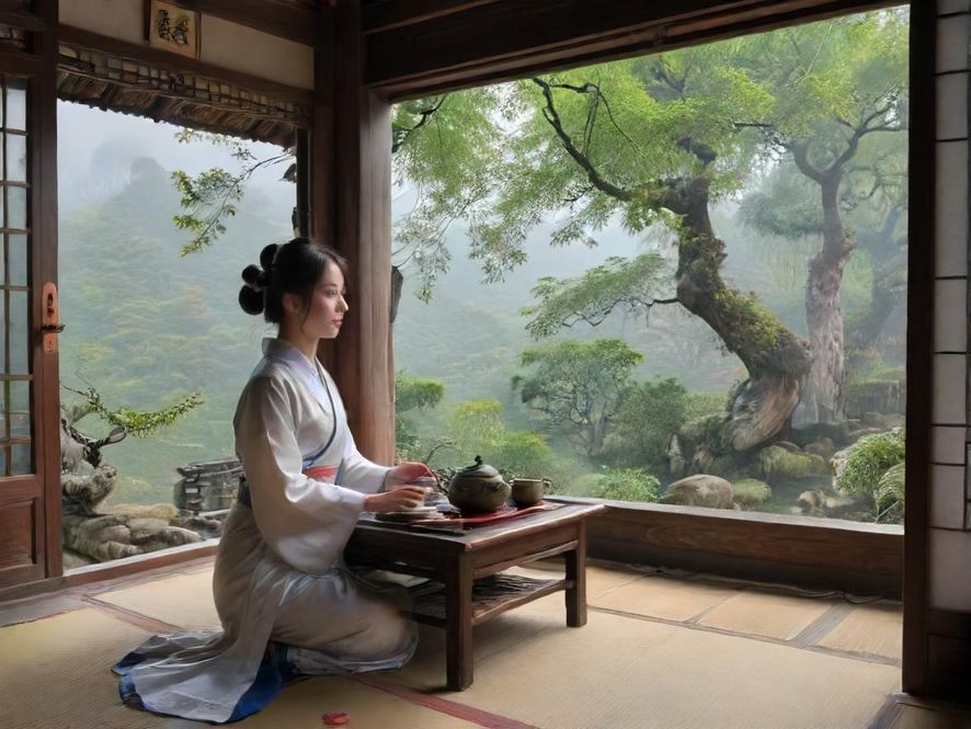宝安茶社复古风格室内场景