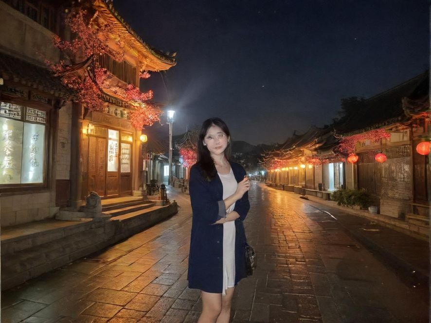 城市夜景中的桑拿会所全景图