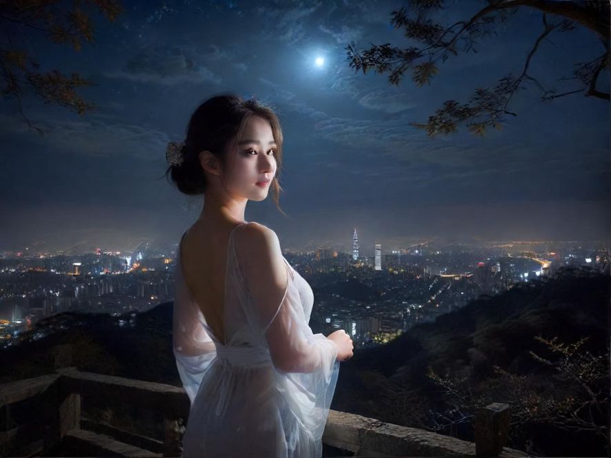深圳夜生活城市夜景全景图