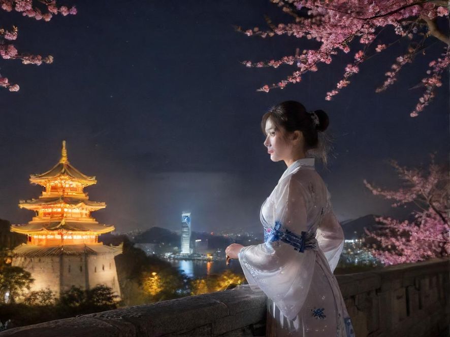 夜幕下的广东城市，一处亮着温馨灯光的休闲会所入口，透着一丝神秘和宁静。