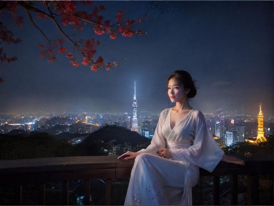 城市夜色下的休闲场所入口