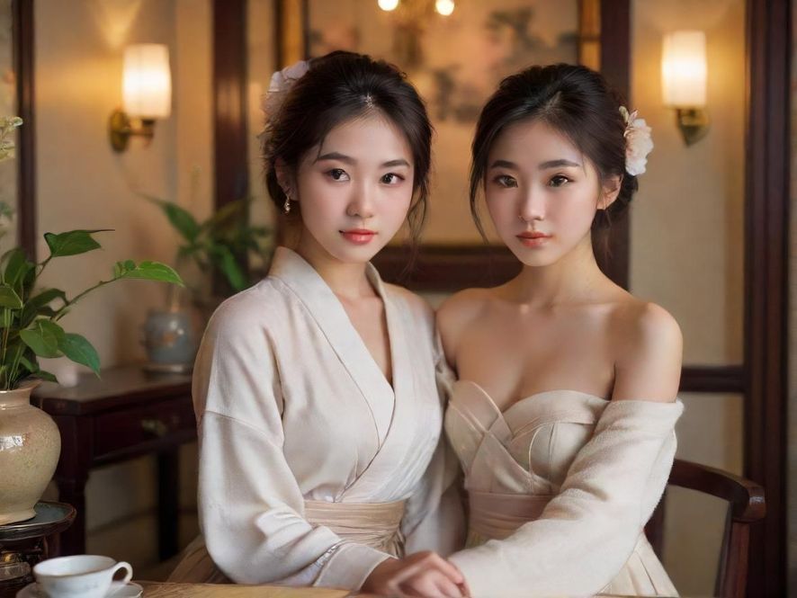 一间充满东方美学风格的雅致茶室，柔和的光线透过窗棂洒落在古朴的木质茶桌上，营造出宁静而温馨的氛围。