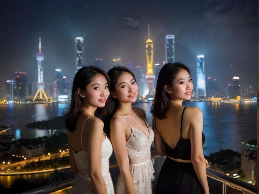 广州夜生活场景，人们在璀璨灯光下享受休闲时光。