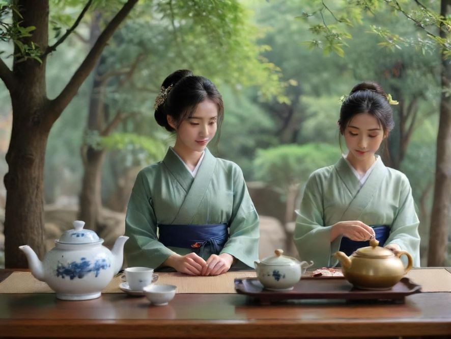 在私密会所享受品茶的场景