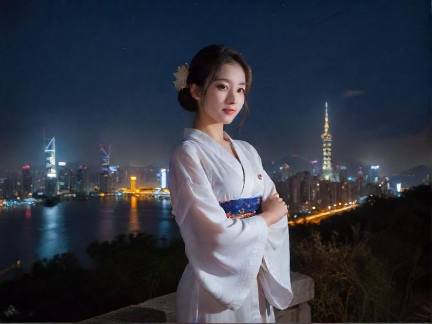 广州夜景下的休闲场所