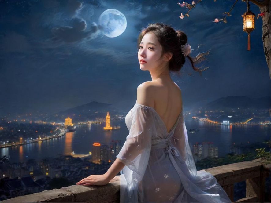 夜晚城市中一扇神秘的门