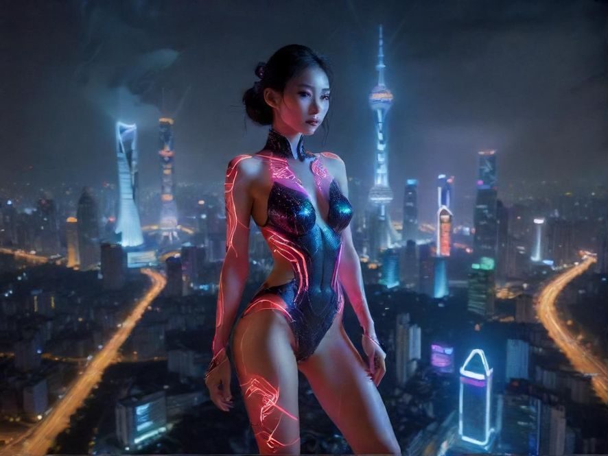 广州夜色下的城市景象