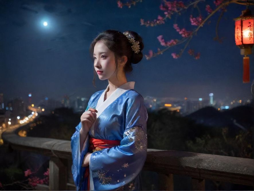 天津璀璨夜色下的街头景象