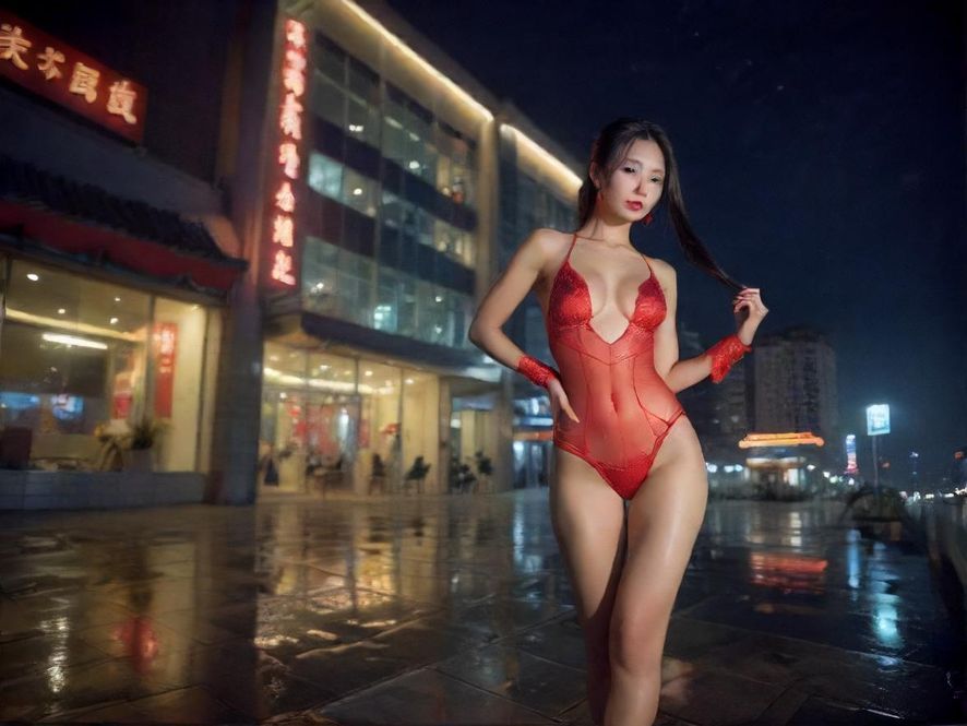 都市夜色下的休闲会所外景
