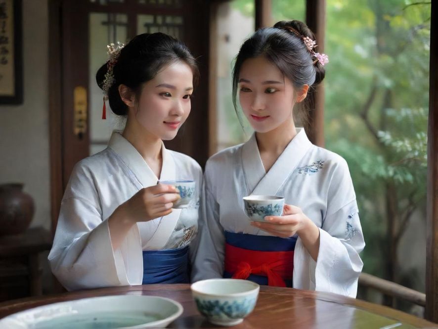 两只手端着茶杯，背景是柔和的室内光线，营造出放松氛围