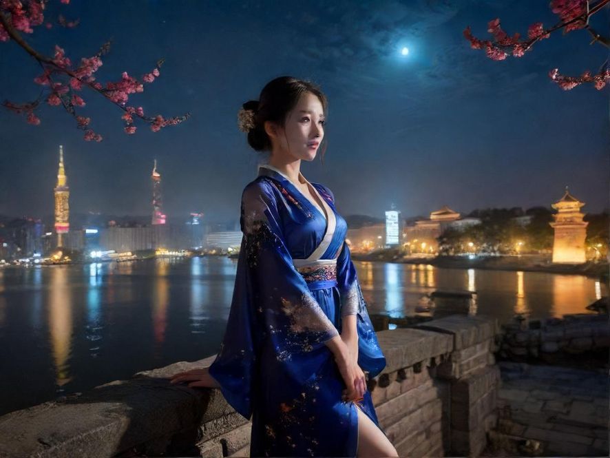 东莞夜色下的繁华街景