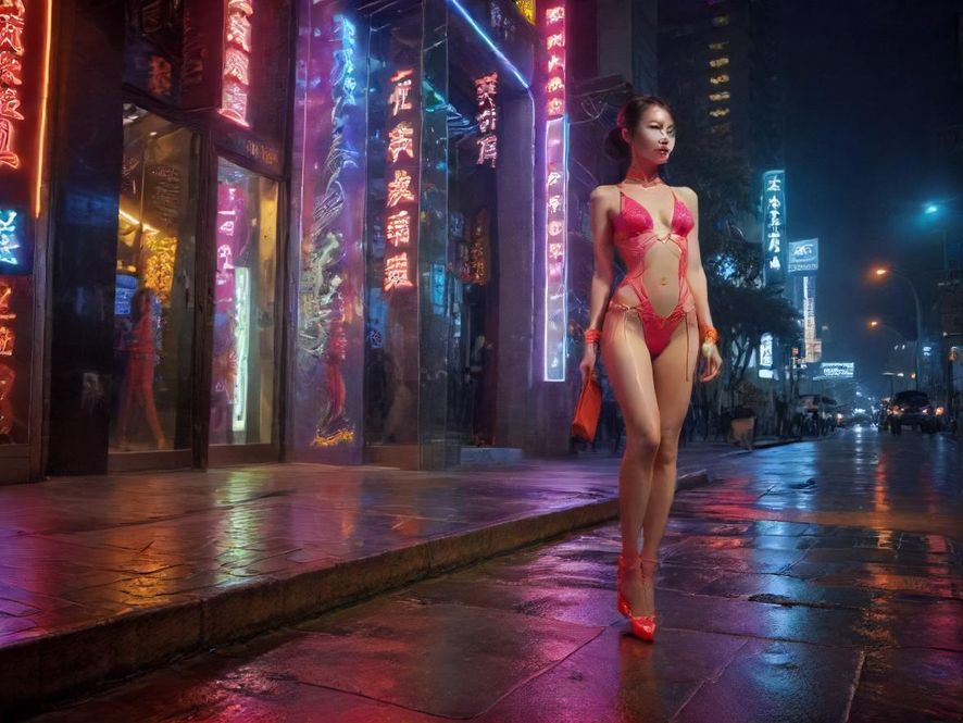 深圳夜场入口，霓虹闪烁