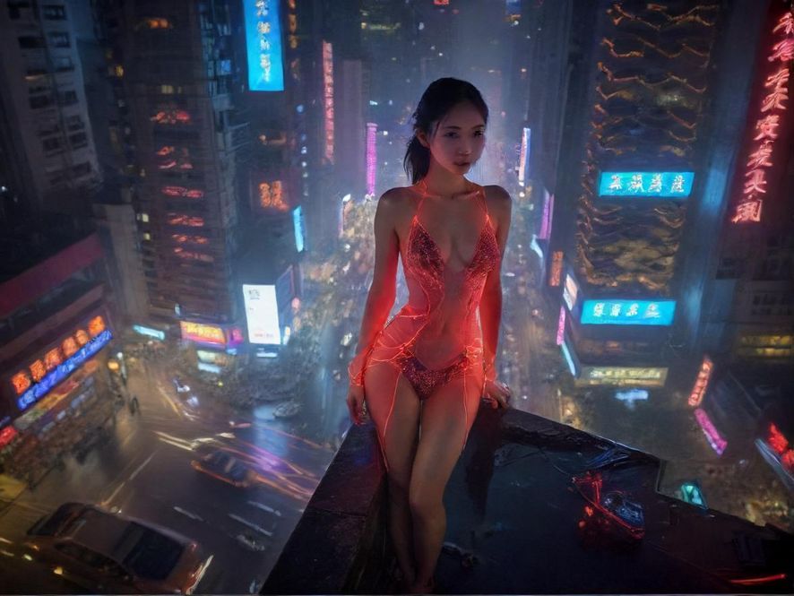 广州夜生活街头场景