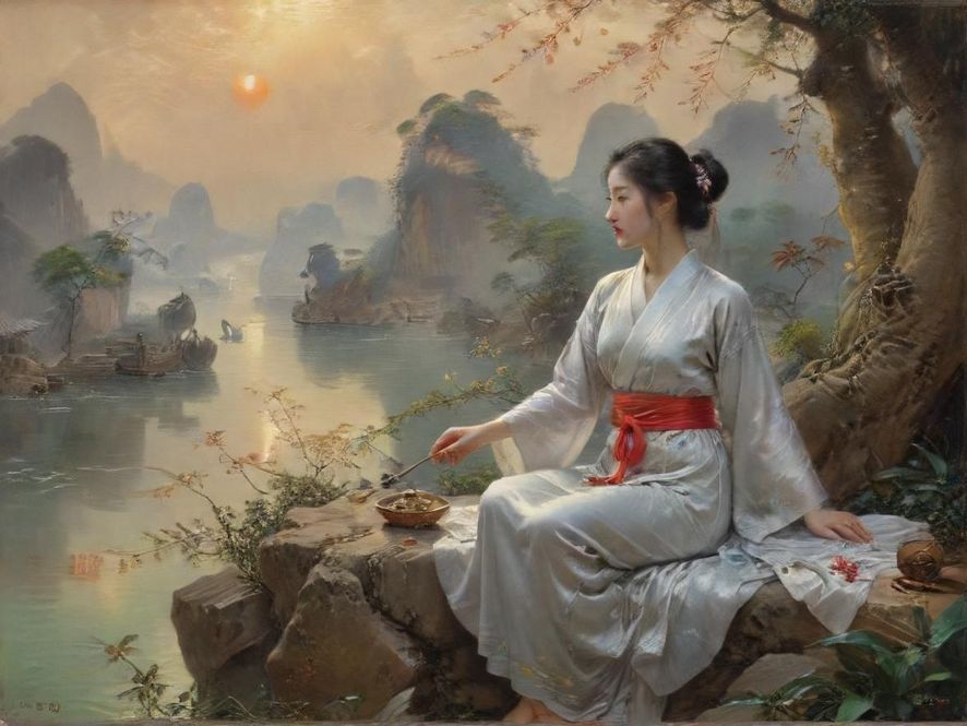 一位年轻女性在颛桥街角的温馨咖啡馆里，享受着精致的甜点和咖啡，阳光透过窗户洒在她身上，营造出放松惬意的氛围。