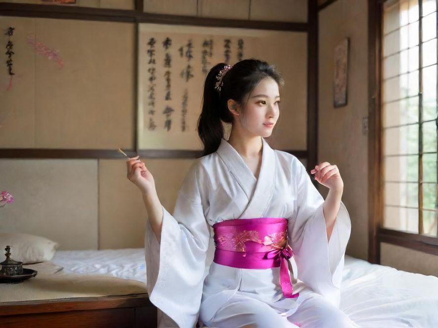 一位年轻女性在温馨的咖啡馆里，带着愉悦的表情专注地浏览手机，仿佛在凤凰楼信息网站上发现了什么有趣的新去处。