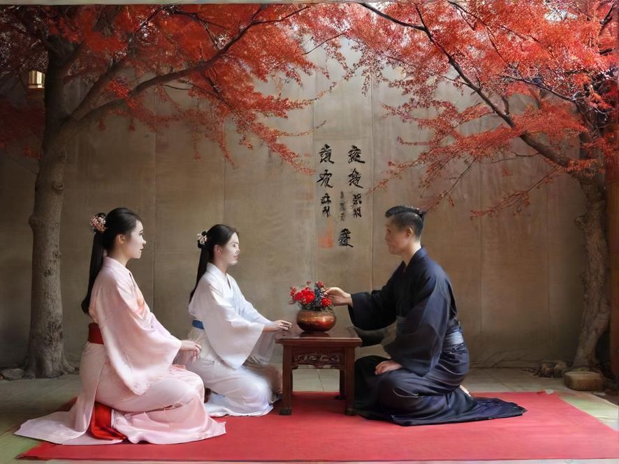 一对情侣在温馨雅致的咖啡馆里，享受着浪漫的下午茶时光，眼神中充满爱意