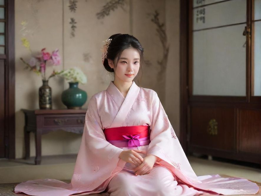 广州一品香百花丛中，一位优雅美丽的女士，侧身特写，在柔和的室内自然光下显得格外迷人。