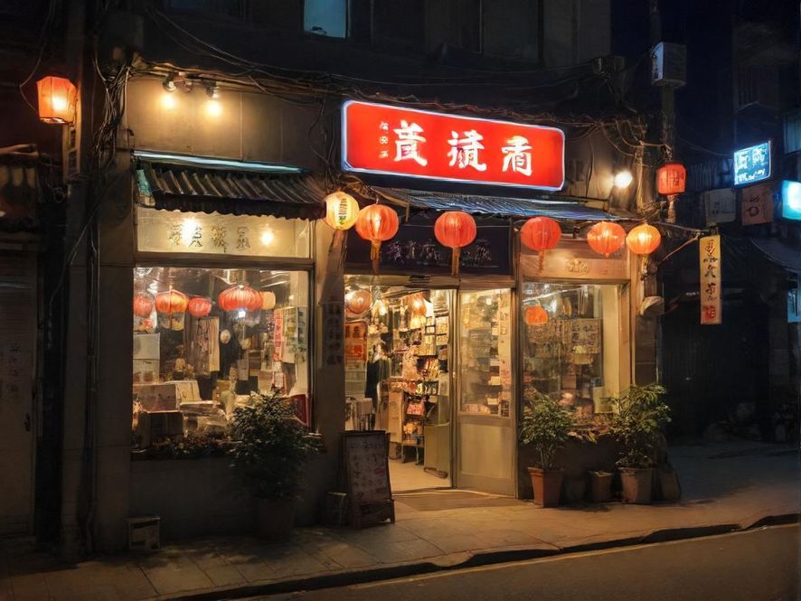 广州老城区夜市小吃店